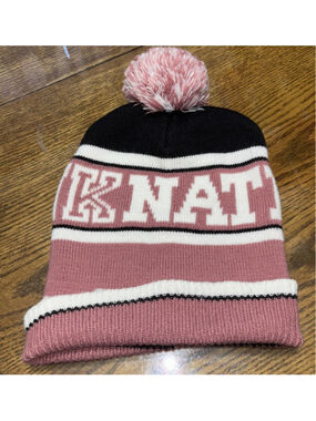 Victoria's Secret PINK NATION Pink Knit Beanie Hat with POM OSFM